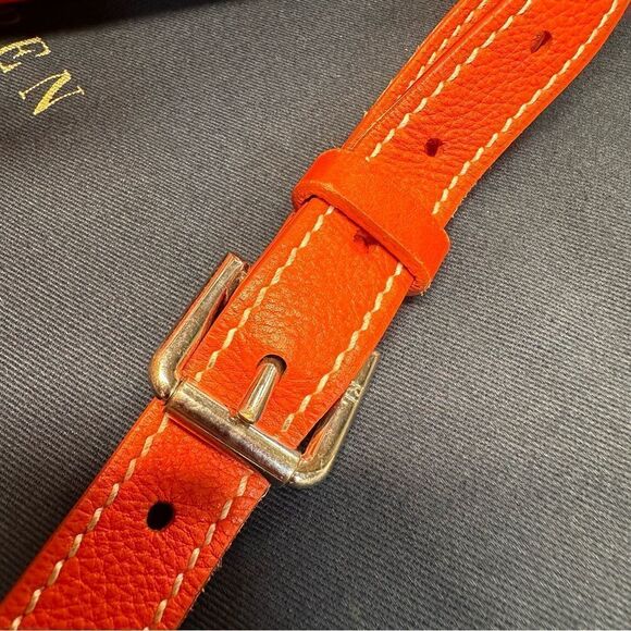 Ralph Lauren Tangerine Pebbled Leather Silver Trim "Proprietor" Satchel Hand Bag - Picture 10 of 16